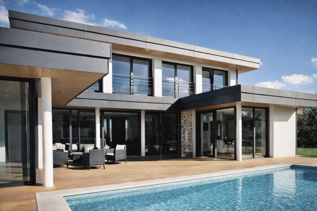 Construction maison neuve avec piscine extérieure
